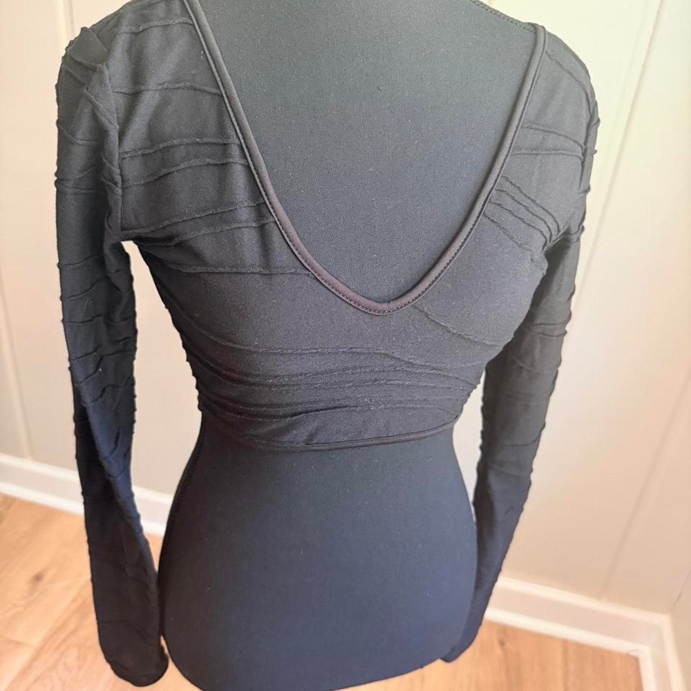 Glassons black long sleeve top with ruched detailing